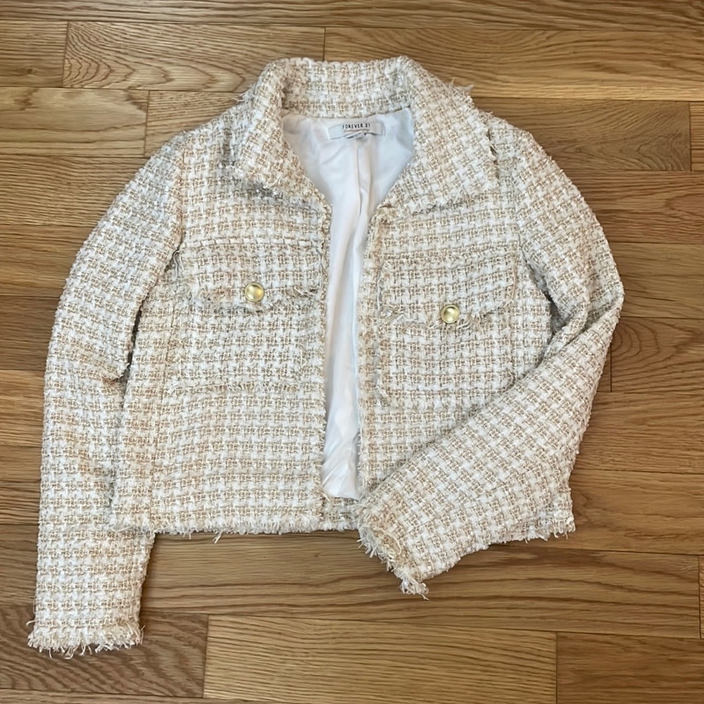 Tweed blazer- white and gold